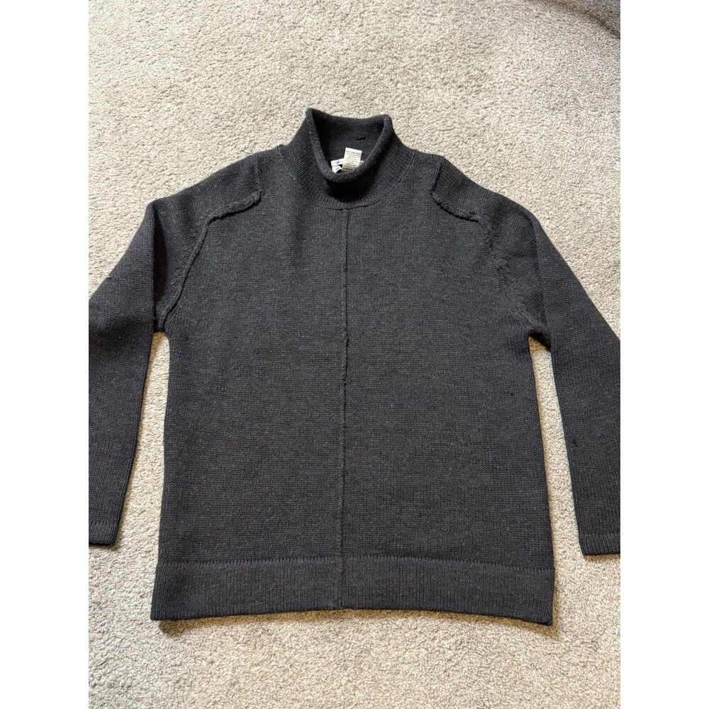 Marconi Pure Australian Merino Wool Mock Neck Sweater Gray M Distressed